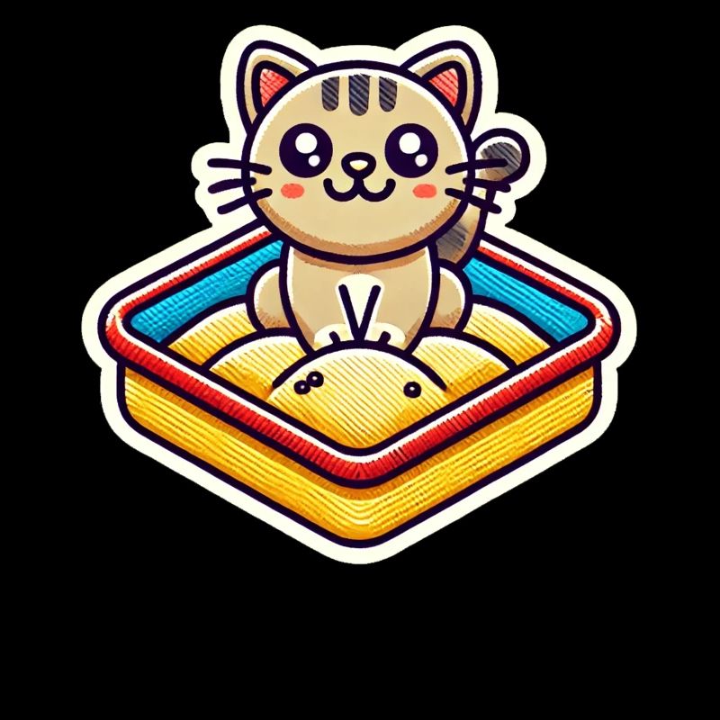 Cute Cat sitting in the sandbox Patch style
