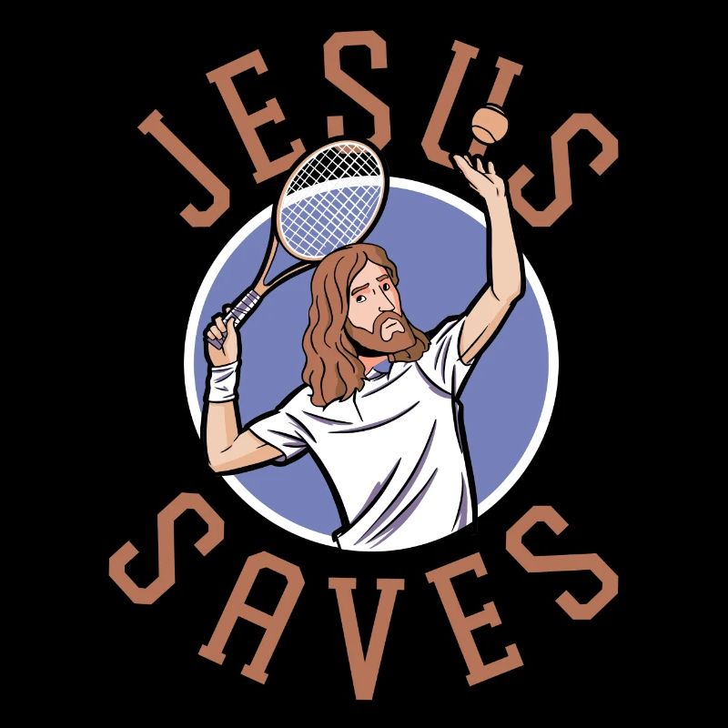 Funny Tennis Player Racket Jesus