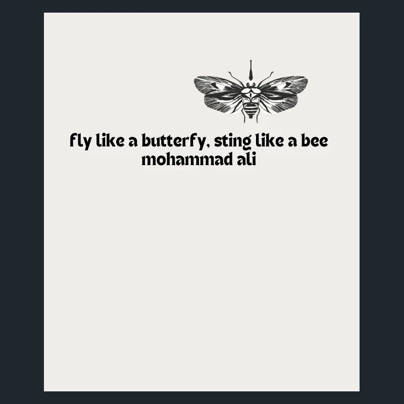 Voler comme un papillon Dard Comme Une Abeille Mohammad Ali