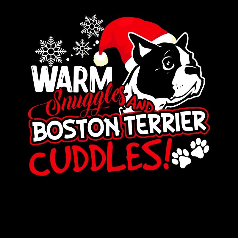 Warm Struggles Boston Terrier Cuddles Christmas