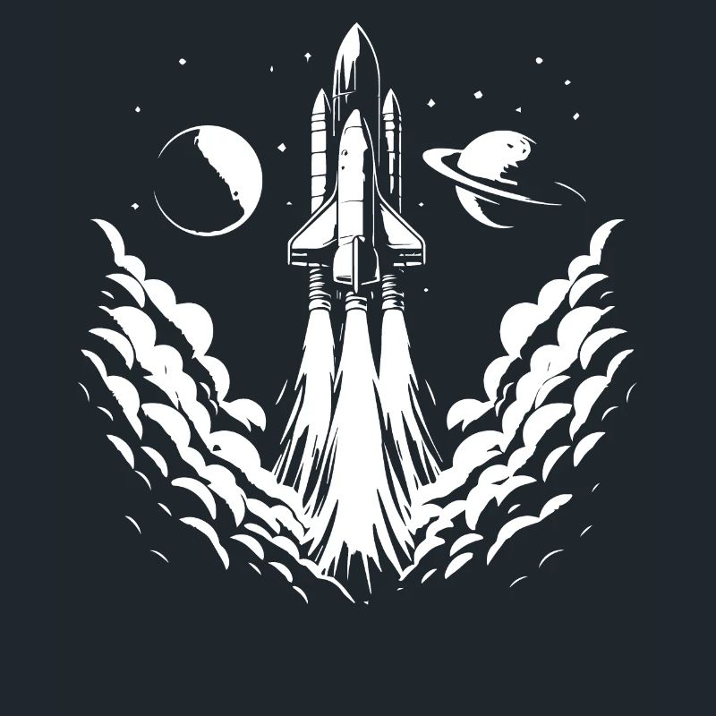 launching rocket, pixel art, outer space