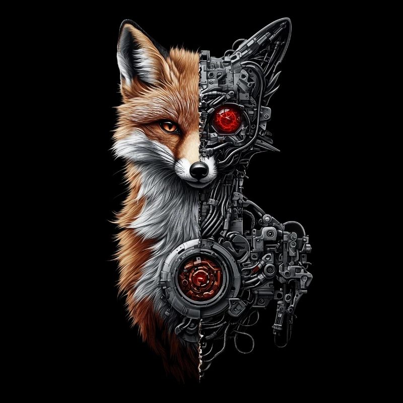 Lustiger Roboter Fuchs Cyborg Tier Fox Süßer Fuchs