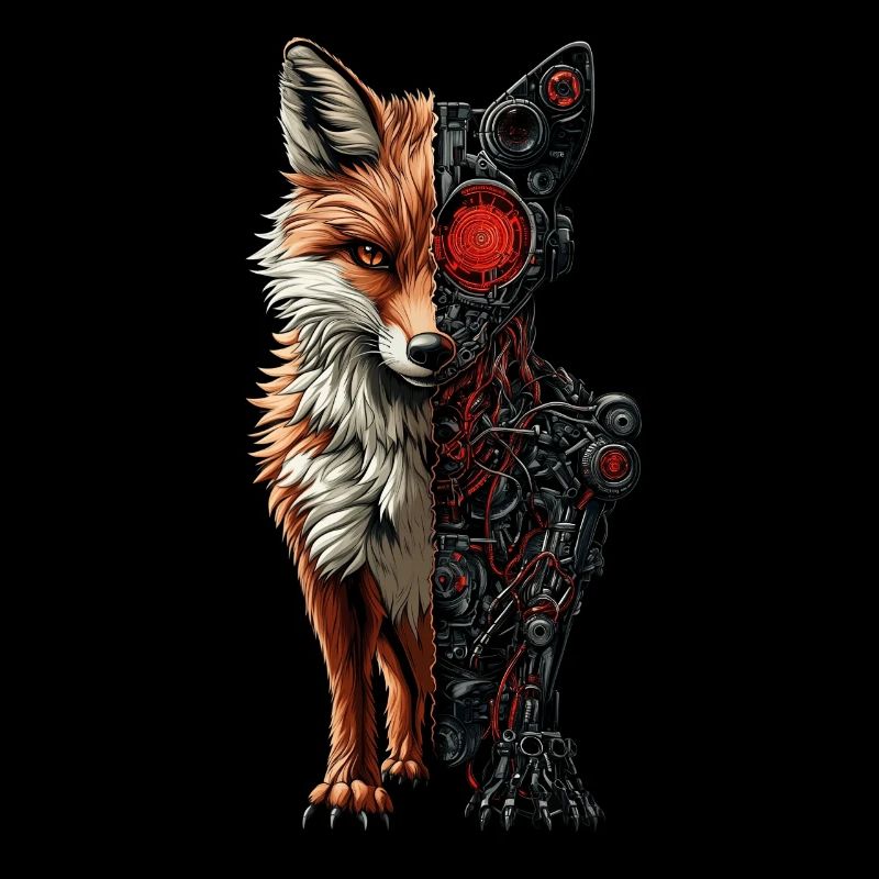 Lustiger Roboter Fuchs Cyborg Tier Fox Süßer Fuchs