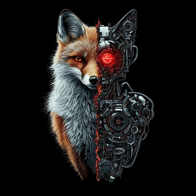 Lustiger Roboter Fuchs Cyborg Tier Fox Süßer Fuchs