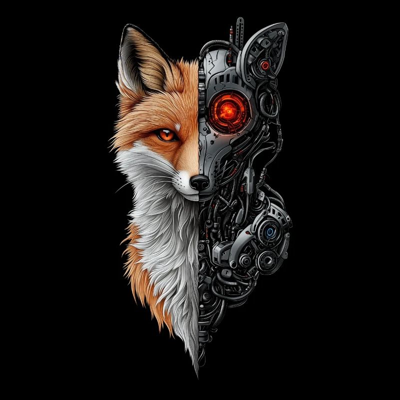 Lustiger Roboter Fuchs Cyborg Tier Fox Süßer Fuchs