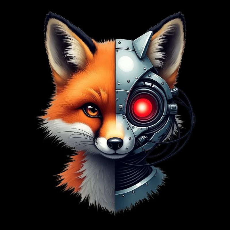 Lustiger Roboter Fuchs Cyborg Tier Fox Süßer Fuchs