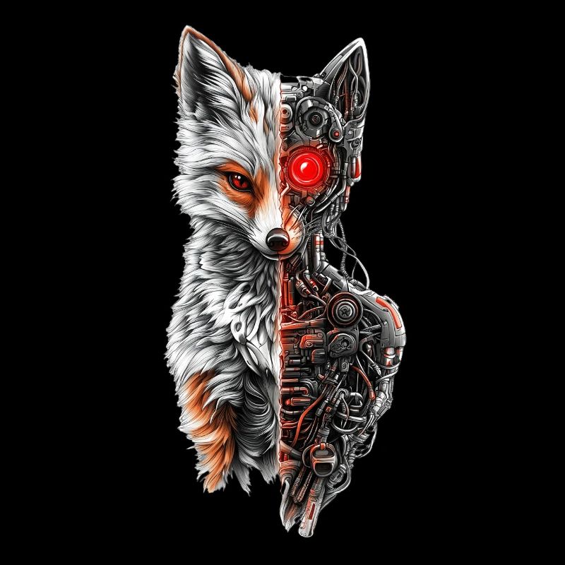 Lustiger Roboter Fuchs Cyborg Tier Fox Süßer Fuchs