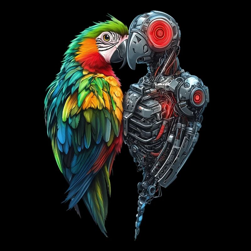Drôle Robot Art Perroquet Cyborg Oiseau Perroquet