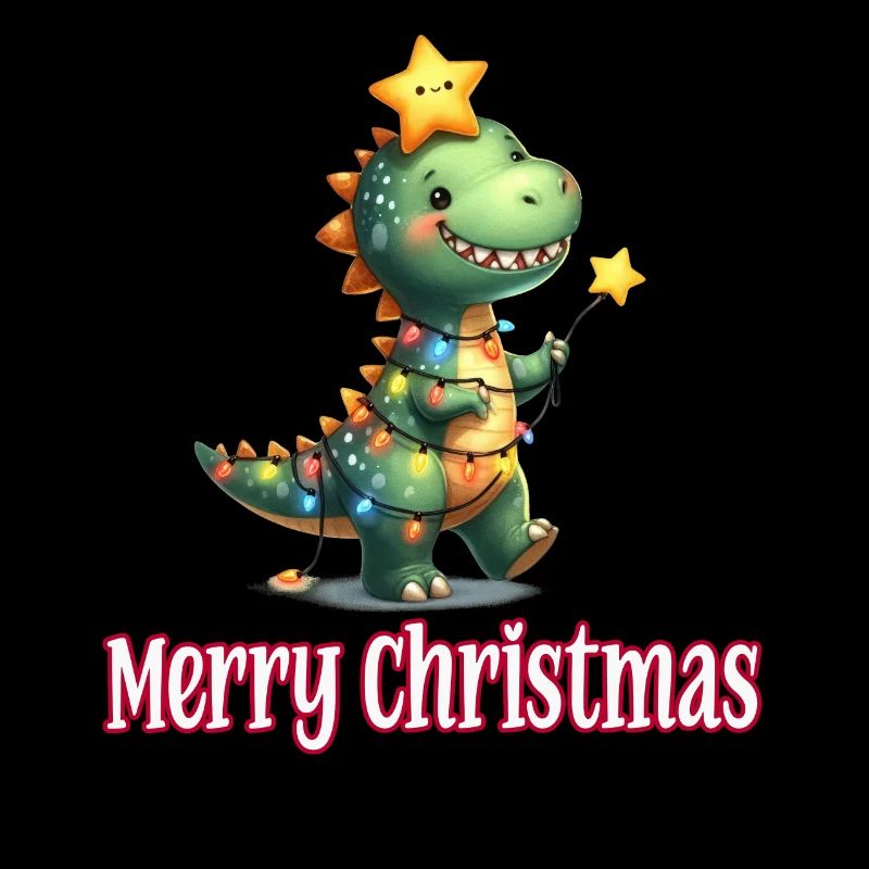 Mignon bébé dinosaure T-Rex Joyeux Noël