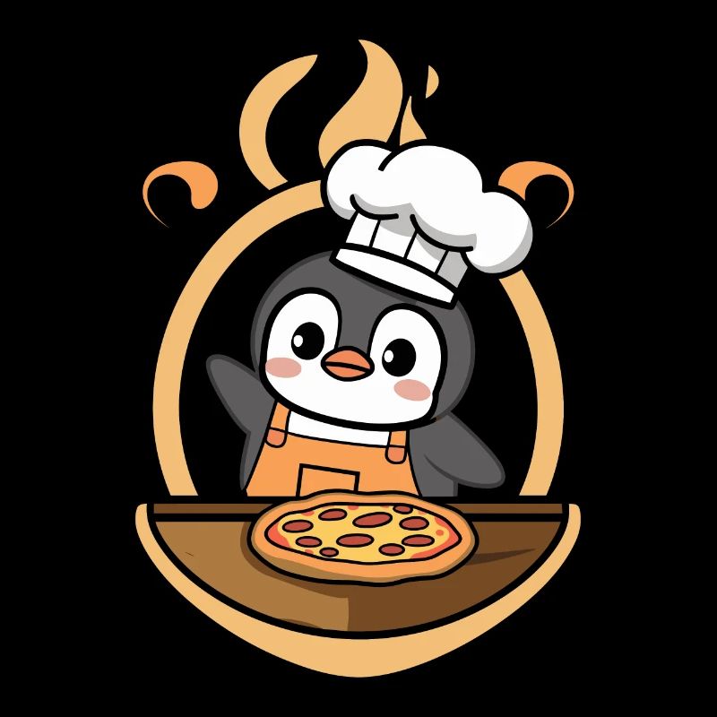 Pizza mignonne du chef pingouin