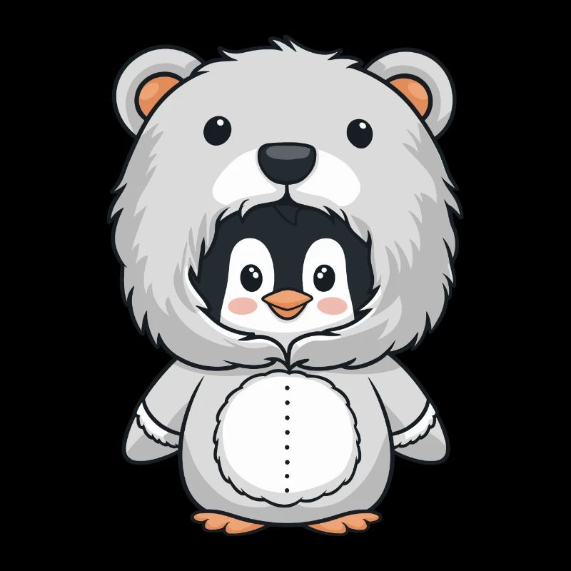 Penguin in cuddly bear costume