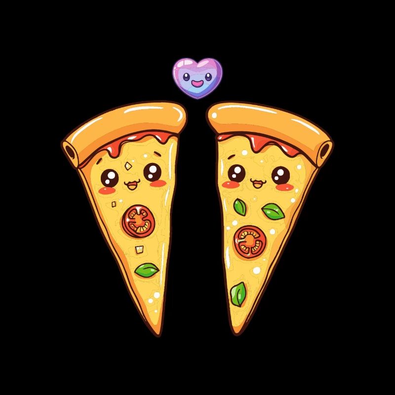 Pizza Paar Liebe Herz Comic