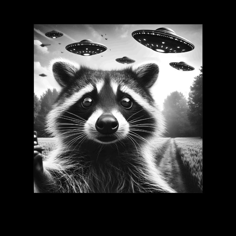 Racoon trash panda Funny Graphic Selfie UFOs Weir