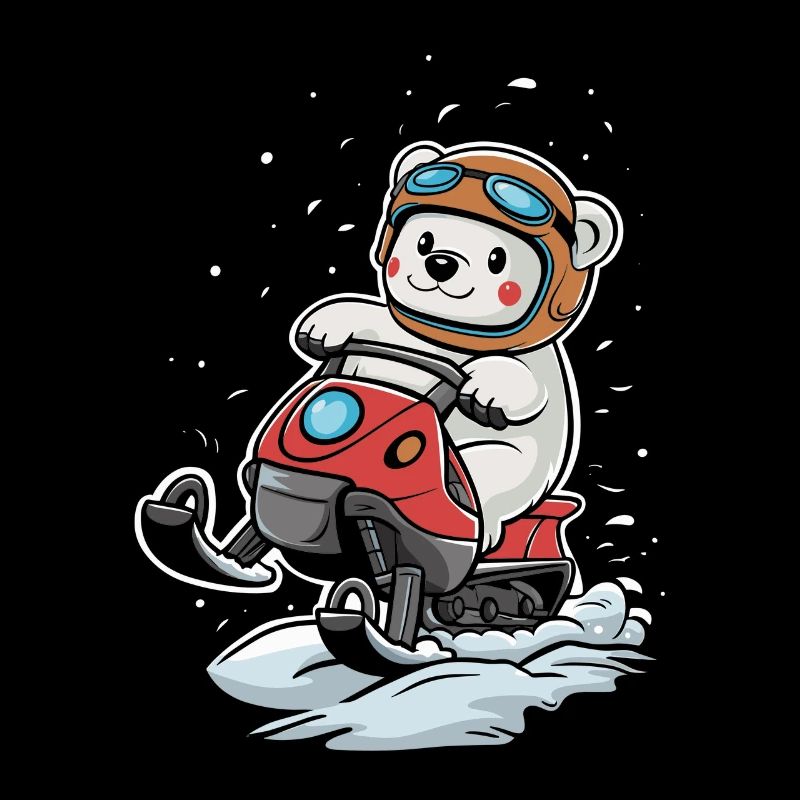 Niedlicher Eisbär Auf Schneemobil