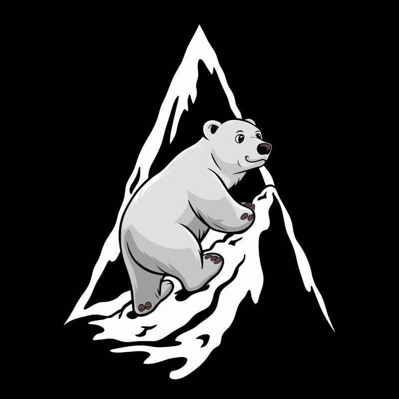 Cute polar bear on mountain top