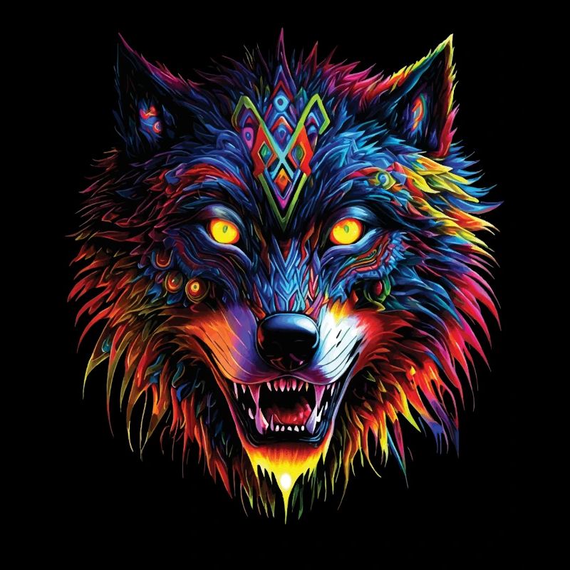 Wolf Liebhaber Wildtier Kunst Wolf Bunt Tier
