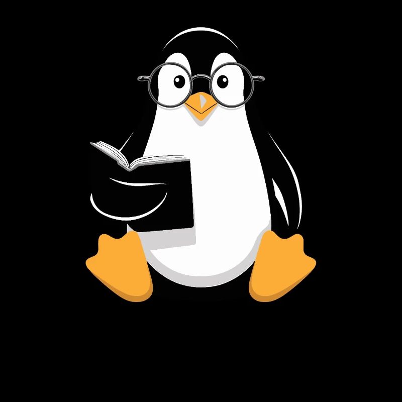 pingouin lisant avec des lunettes illustration