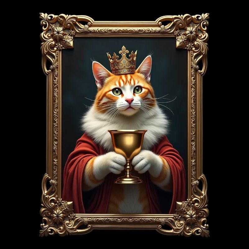 Medieval Cat in Picture Frame Art Crown