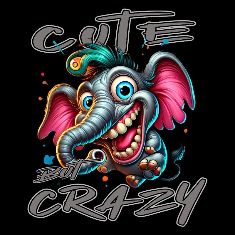 Cute but Crazy Elefant Comic Stil