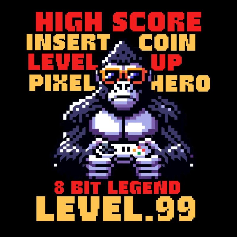 Pixel Gamer Gorilla – Level 99