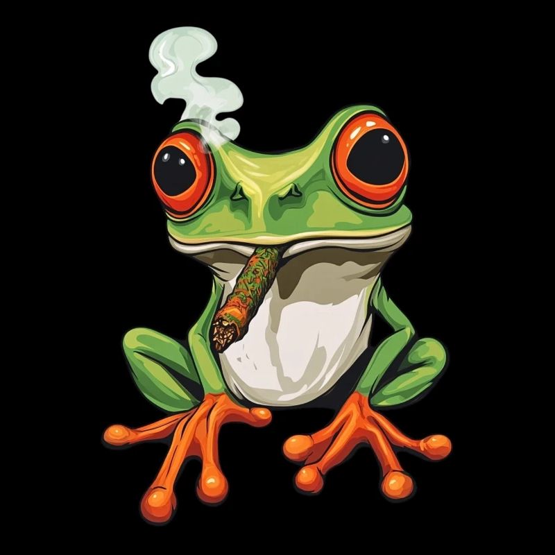 Frog with Cigar in Mouth - Weed Frog Design