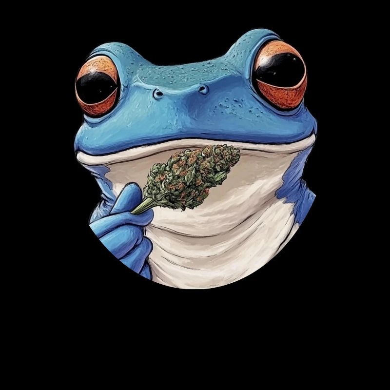 Grenouille bleue avec fleur de mauvaise herbe - Weed Frog Design