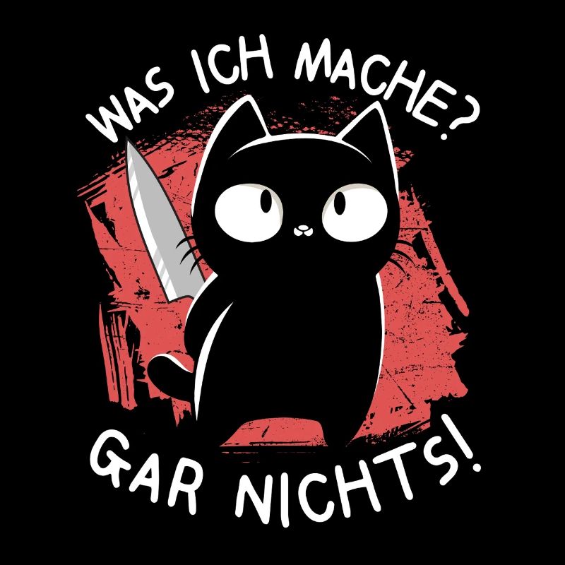 Ich? Niemals – Süße schwarze Katze mit Messer