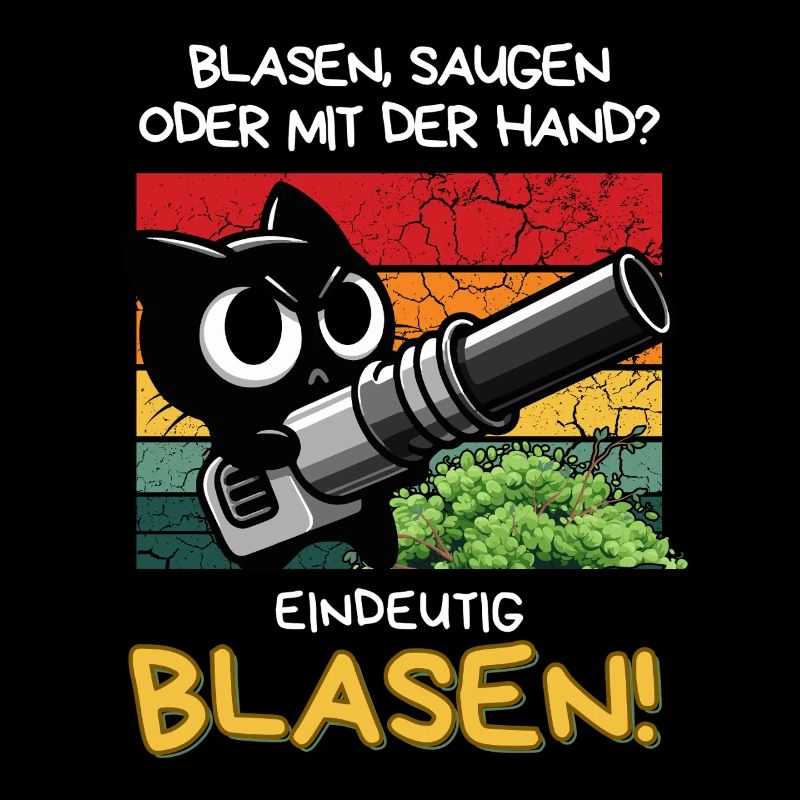 Blasen? Eindeutig! – Lustige Katze mit Laubbläser