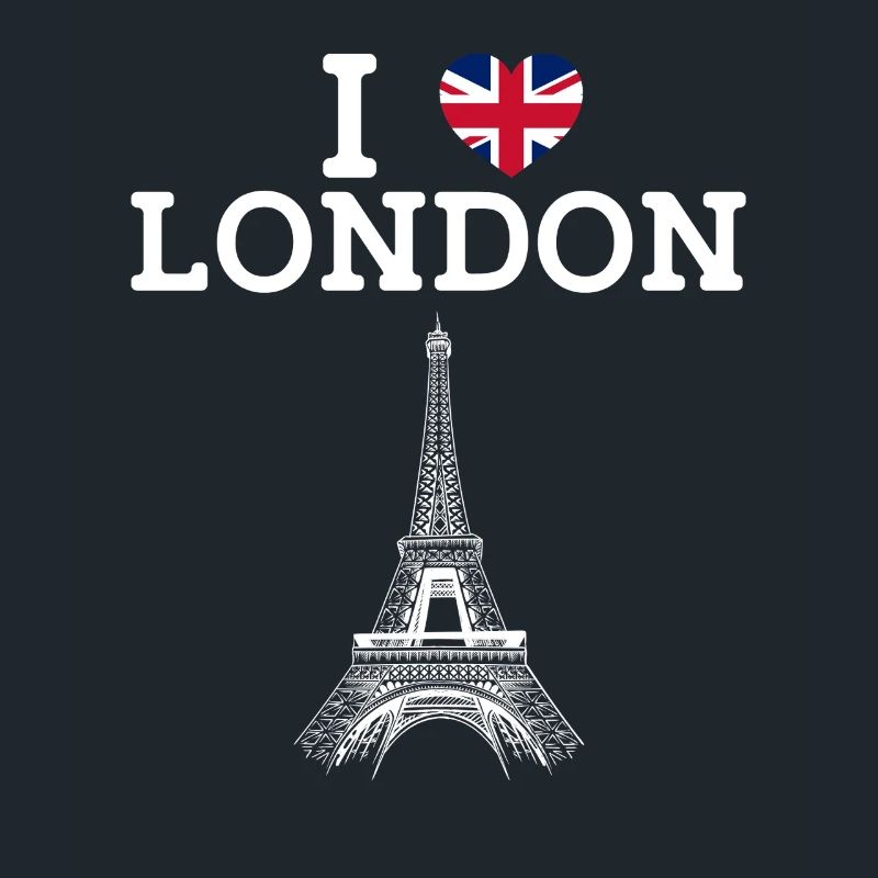 J’aime Londres Tour Eiffel Cool Heart Drapeau Angleterre