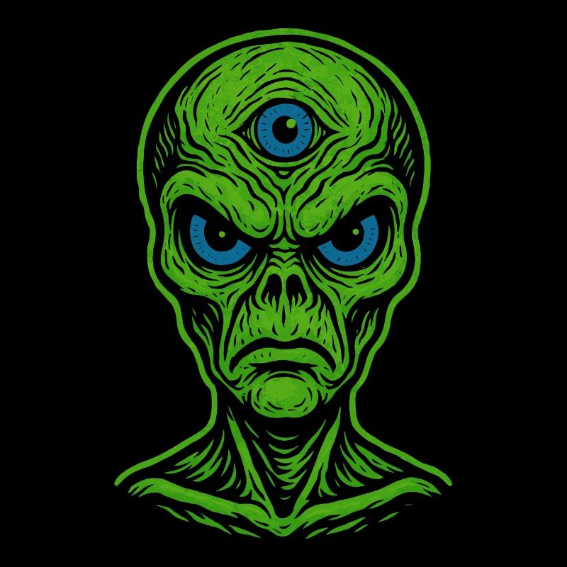 Dreiaugiger Alien im Neonlook