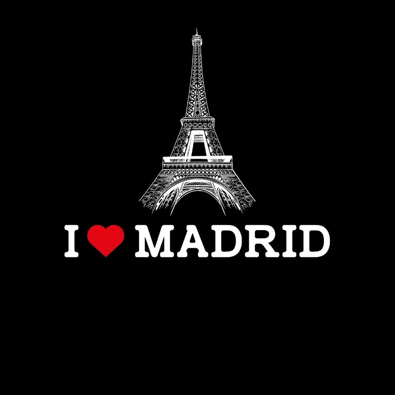 I Love Madrid Heart Flag Eiffel Tower Spain Pun
