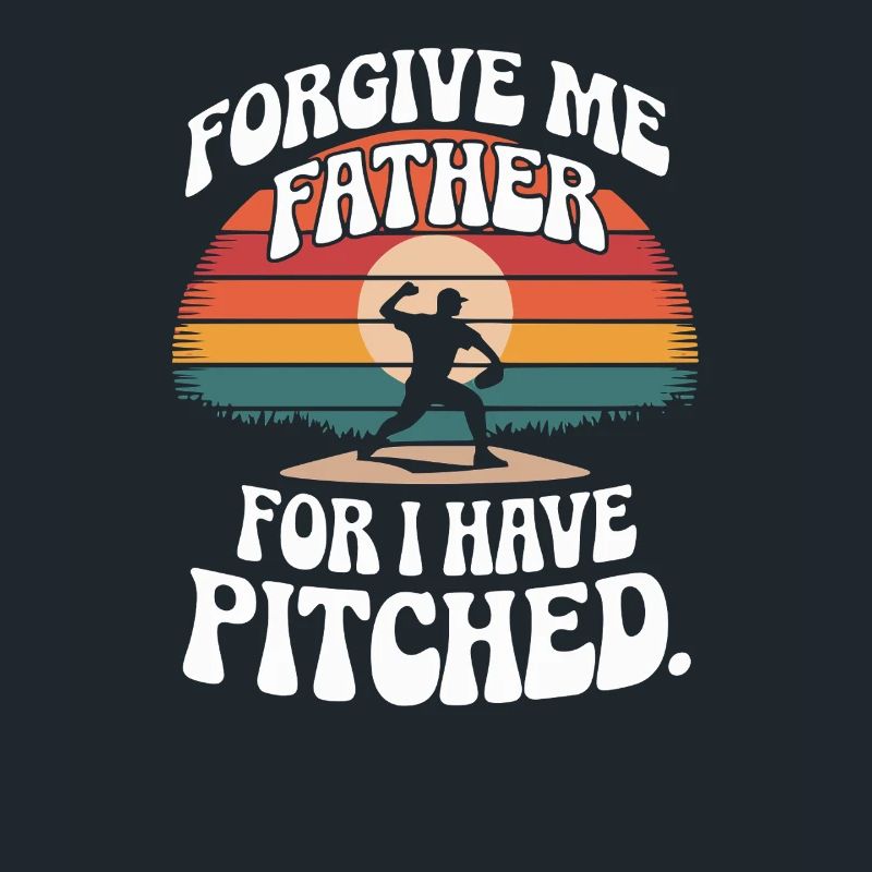 Pardonne-moi Père Baseball Pitcher Flame Design