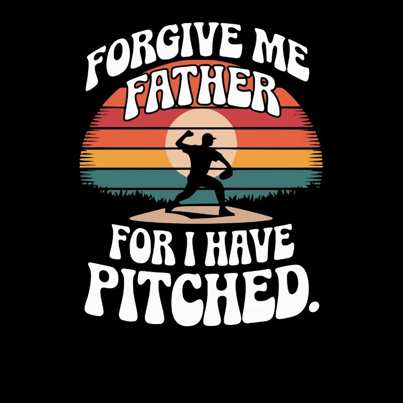 Pardonne-moi Père Baseball Pitcher Flame Design