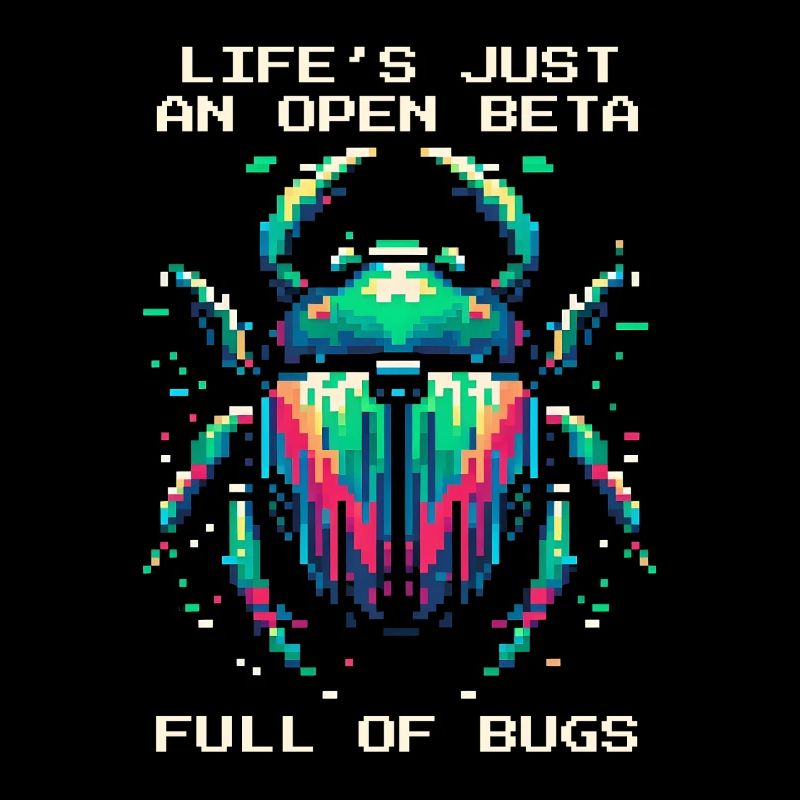 Bug Life Beta Bugs Retro Pixel Art Humor Gaming