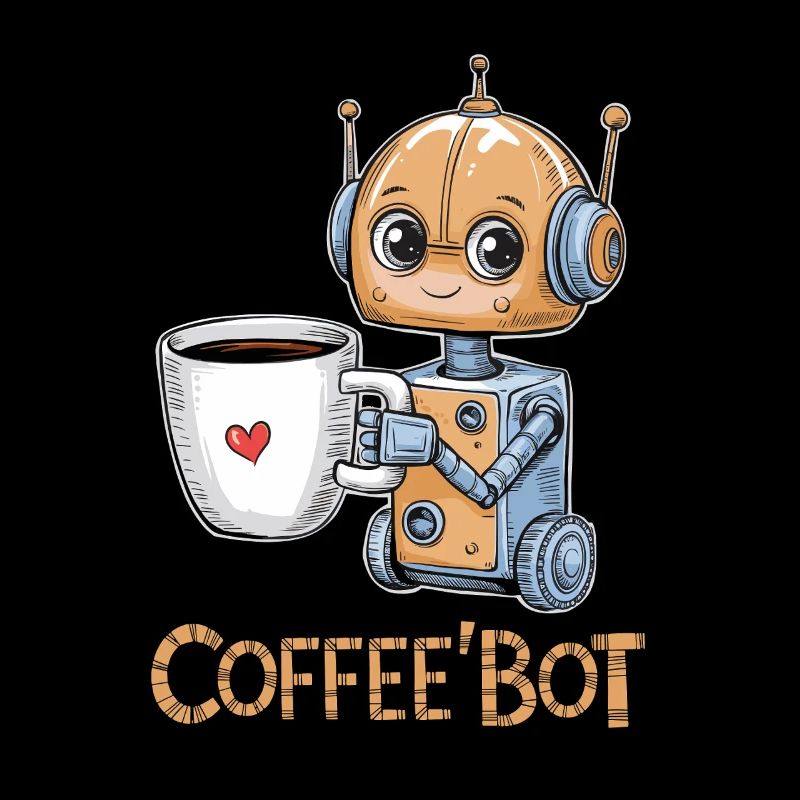 Robot à café mignon avec coeur