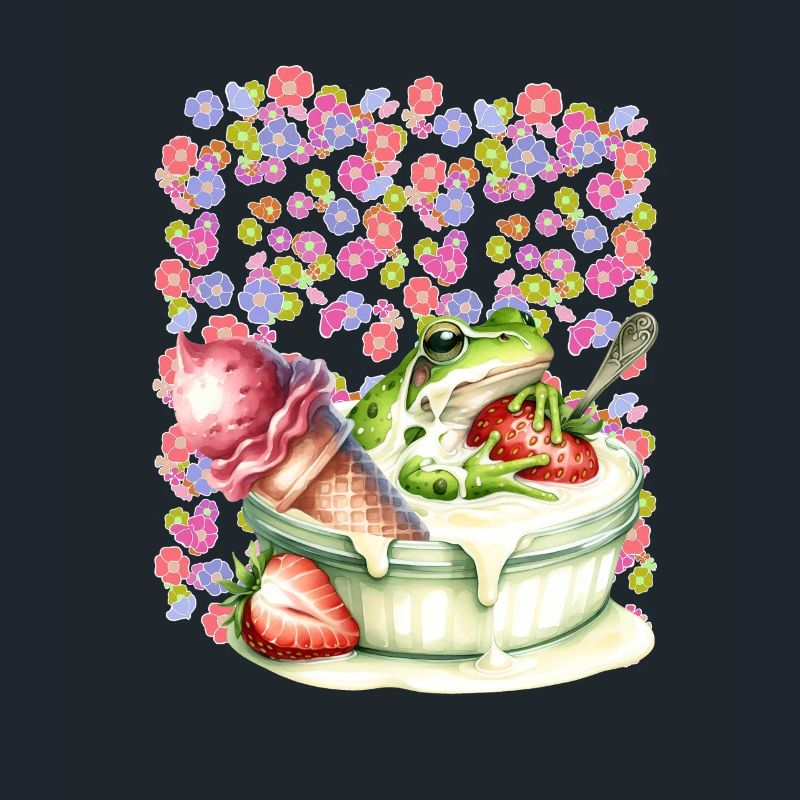 Frosch Frösche Dessert Eis Eiscrem Eiskrem Erdbeer