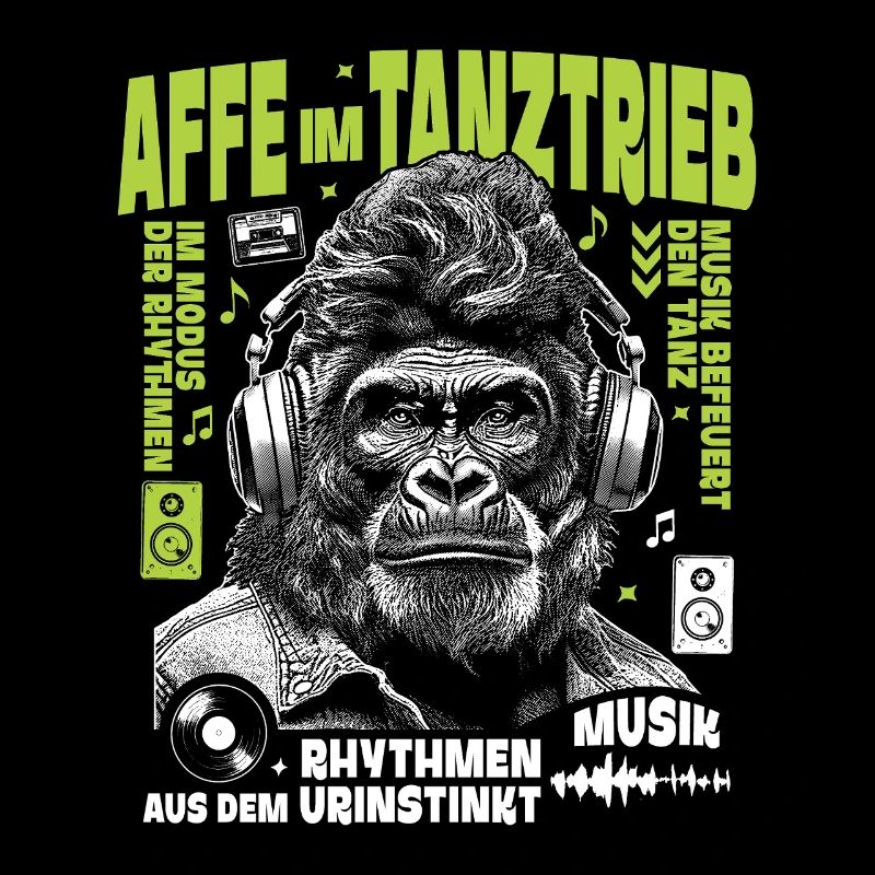 Gorilla Beats Shirt: Thinker with headphone style