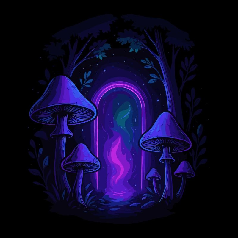 Psychedelischer Pilzwald - Magisches Portal