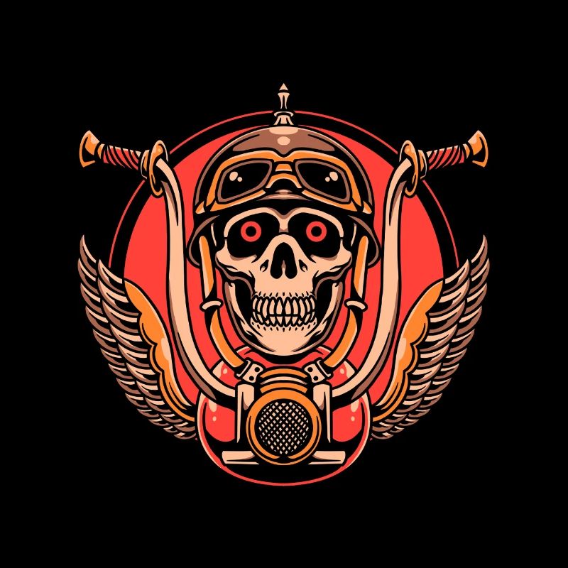 Skull Biker Chopper Motorcycle Biker