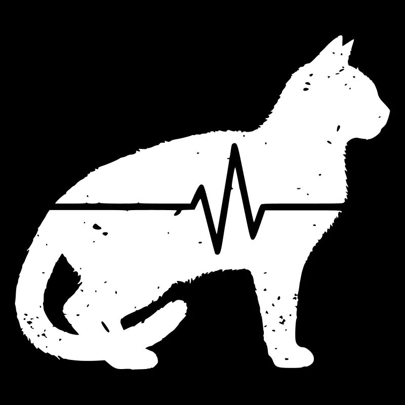ECG Battement de cœur en train de garder un chat Vintage Vector