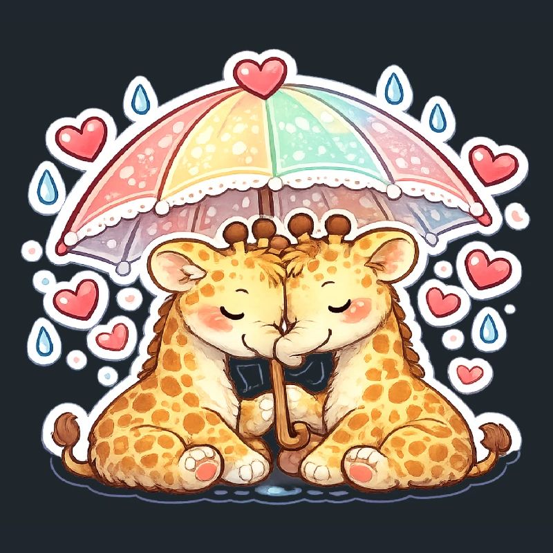 Kuschelige Giraffen unter Regenbogen