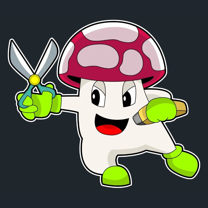 Ciseaux de coiffeur aux champignons