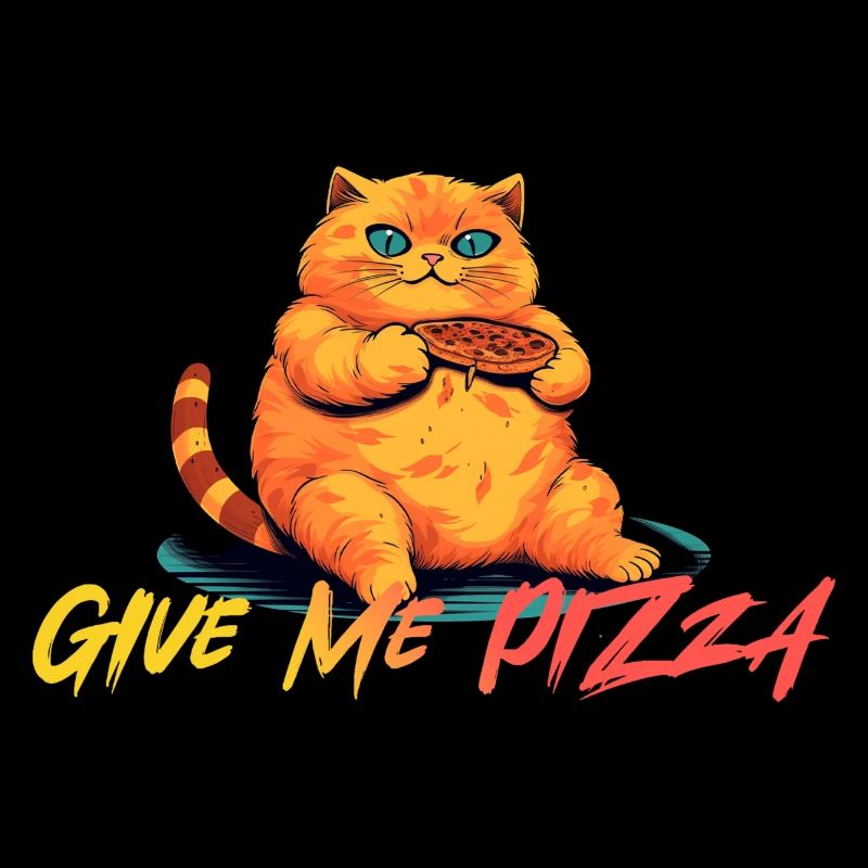 Fat Orange Cat Wants More Pizza
