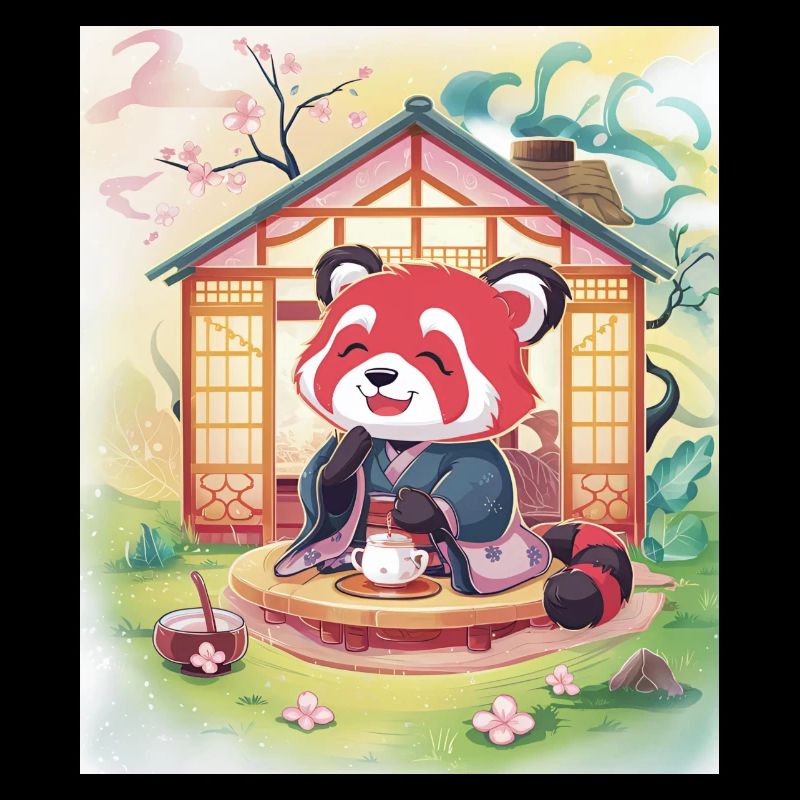 Panda roux pose thé