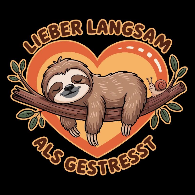 Lieber Langsam Als Gestresst Faultier Illustration