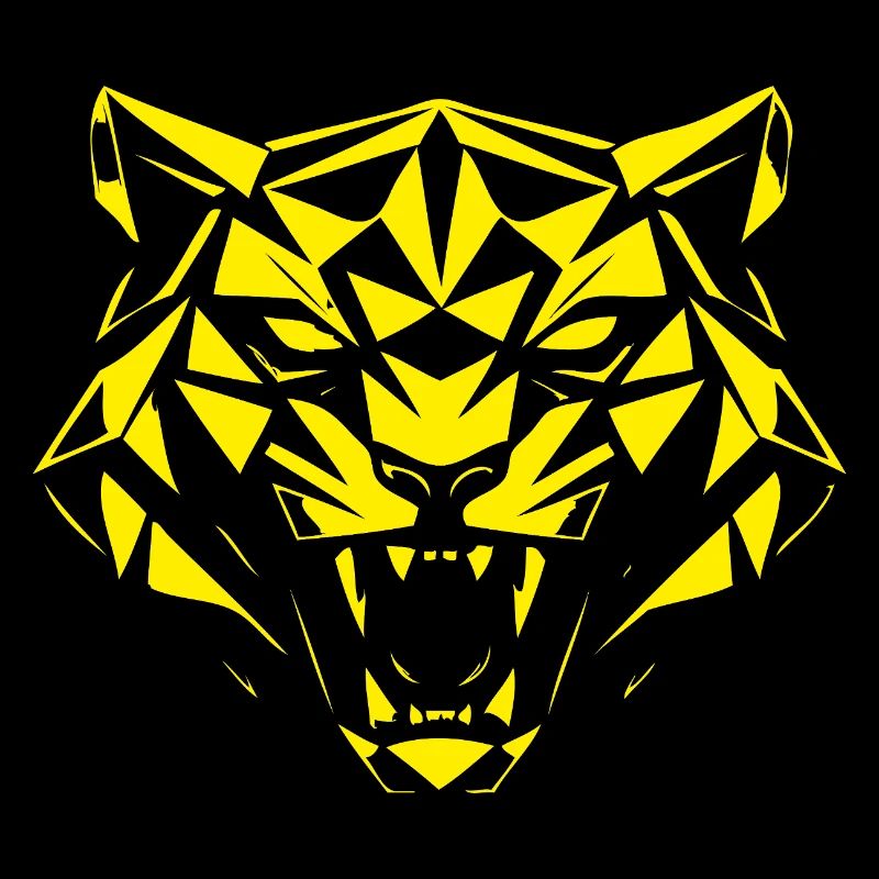 Geometric Yellow Tiger Head