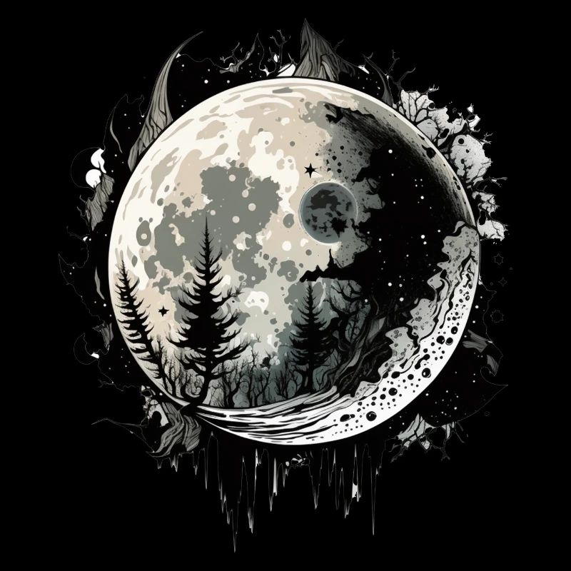 Moon Color Drop Black White