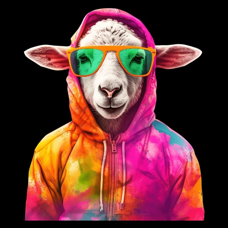 Schaf mit Sonnenbrille Bunt Coole Schaf Waldtier