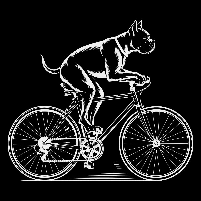 Boxer Dog Driving Bicycle