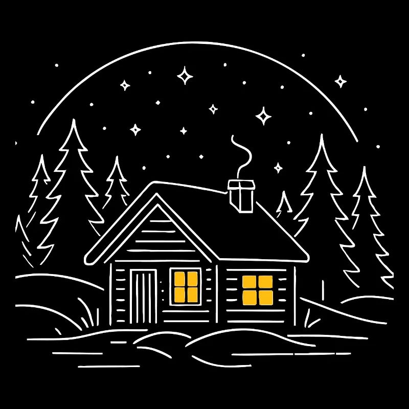 Cabane nocturne en forêt étoilée